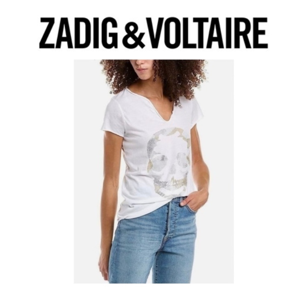 Zadig & Voltaire Tunisien MC Embellished Skull Camo Strass Tee